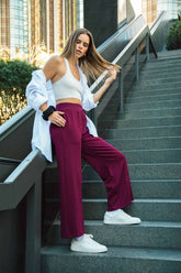 Umgee Women's Wide Leg Drawstring Pants with Pockets - Full Size Comfort